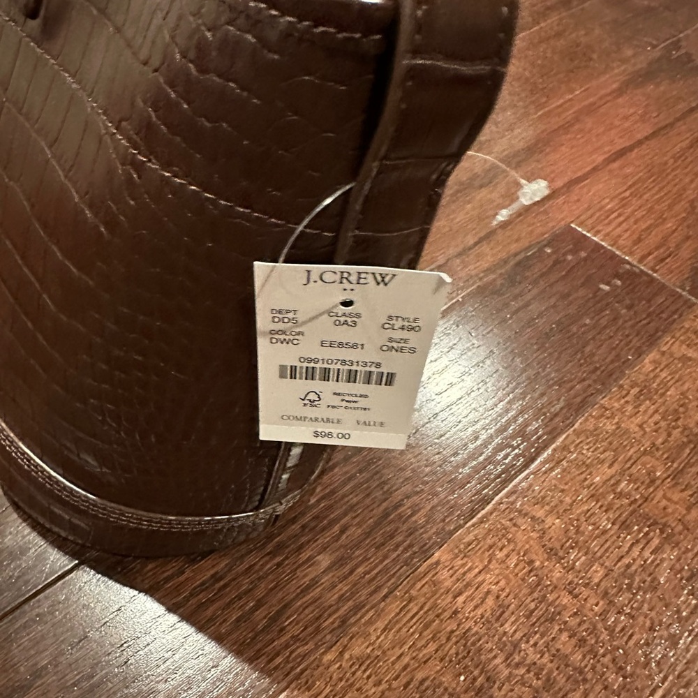 J.Crew Dark Brown Croc-Embossed Tote